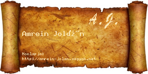 Amrein Jolán névjegykártya